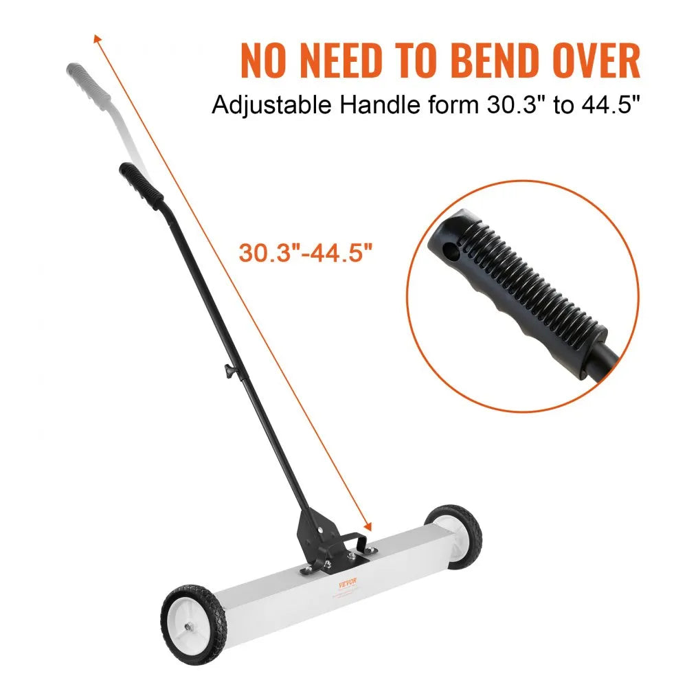 VEVOR 55Lbs Rolling Magnetic Sweeper with Wheels,Push-Type Magnetic Pick Up Sweeper, 36-inch Large Magnet Pickup Lawn Sweeper with Telescoping Handle, Easy Cleanup of Workshop Garage Yard