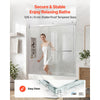 VEVOR Bathtub Shower Door 60"W x 60"H Frameless Bypass Sliding Doors Silver, 5/16" Clear Tempered Glass, Double Sliding Tub Shower Doors with 2 Stainless Steel Handles, Nano Coating, for Bathroom Tubs