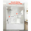VEVOR Bathtub Shower Door 60"W x 60"H Frameless Bypass Sliding Doors Silver, 5/16" Clear Tempered Glass, Double Sliding Tub Shower Doors with 2 Stainless Steel Handles, Nano Coating, for Bathroom Tubs