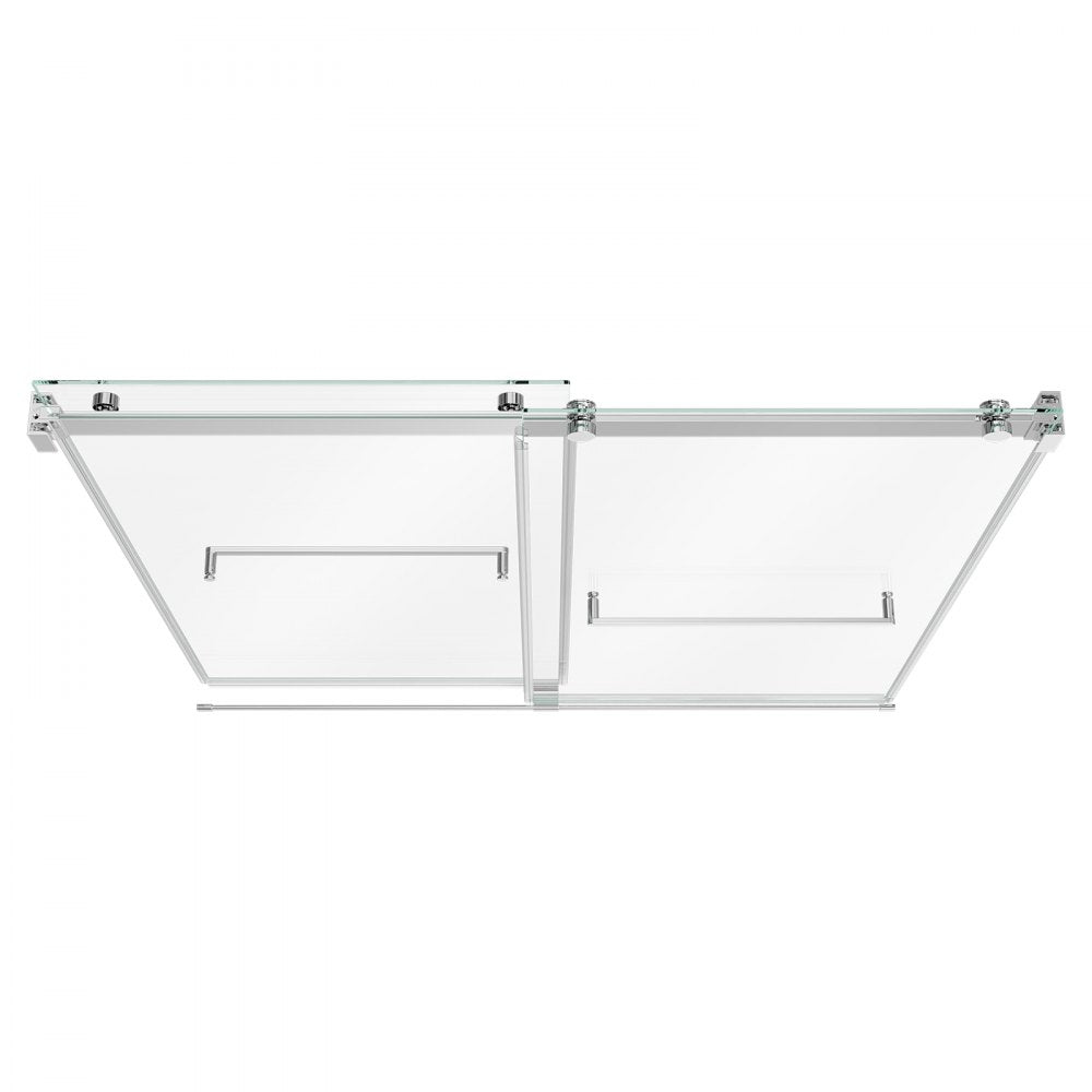VEVOR Bathtub Shower Door 60"W x 60"H Frameless Bypass Sliding Doors Silver, 5/16" Clear Tempered Glass, Double Sliding Tub Shower Doors with 2 Stainless Steel Handles, Nano Coating, for Bathroom Tubs