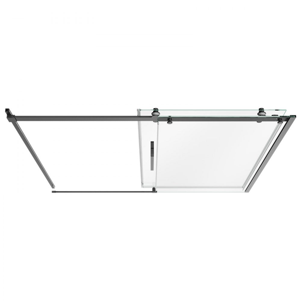 VEVOR Bathtub Shower Door 60" W x 60" H Semi-Frameless Sliding Door Black, 5/16" Thick Clear Tempered Glass, Sliding Tub Shower Door with 2 Stainless Steel Handles, Nano Coating, for Bathroom Tubs