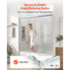 VEVOR Bathtub Shower Door 60" W x 60" H Semi-Frameless Bypass Sliding Doors, 1/4" Clear Tempered Glass, Aluminum Slim Frame, Double Sliding Tub Shower Doors with 2 Stainless Steel Handles, Silver