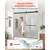VEVOR Bathtub Shower Door 60"W x 60"H Frameless Bypass Sliding Doors Black, 5/16" Clear Tempered Glass, Double Sliding Tub Shower Doors with 2 Stainless Steel Handles, Nano Coating, for Bathroom Tubs