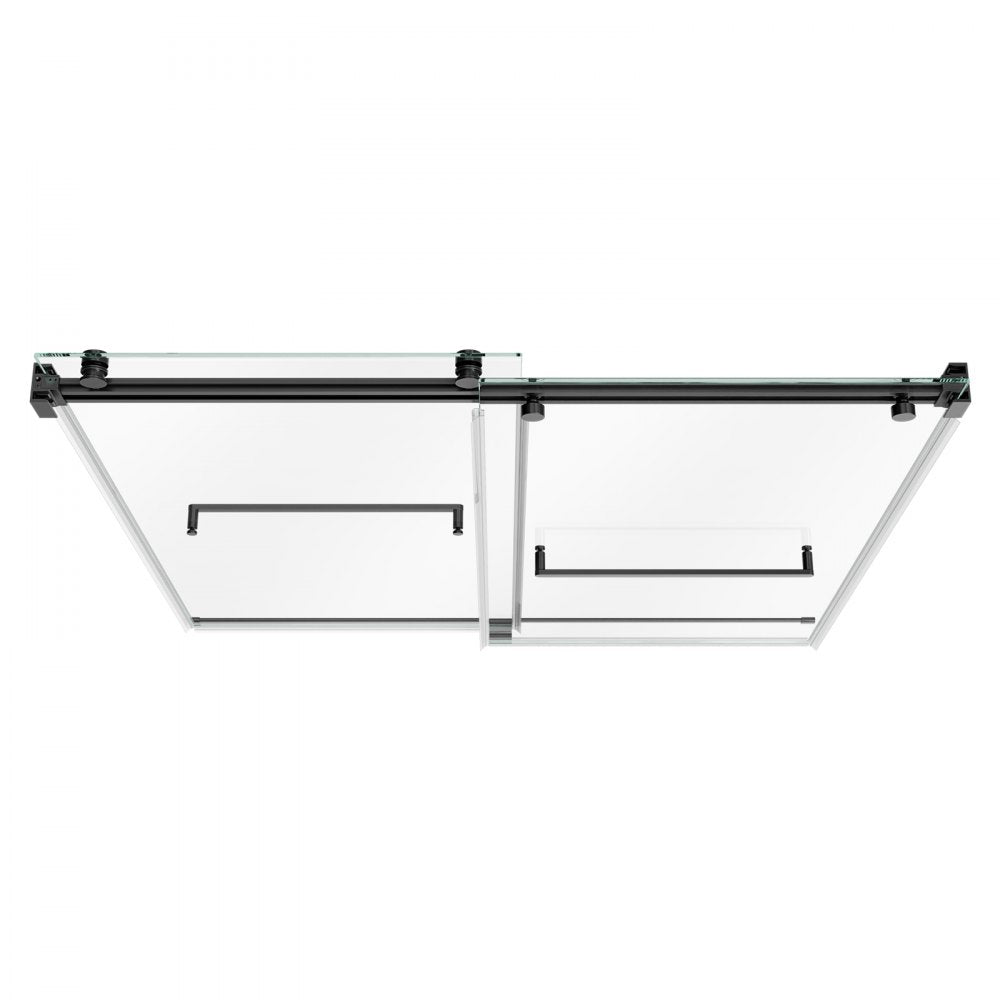 VEVOR Bathtub Shower Door 60"W x 60"H Frameless Bypass Sliding Doors Black, 5/16" Clear Tempered Glass, Double Sliding Tub Shower Doors with 2 Stainless Steel Handles, Nano Coating, for Bathroom Tubs