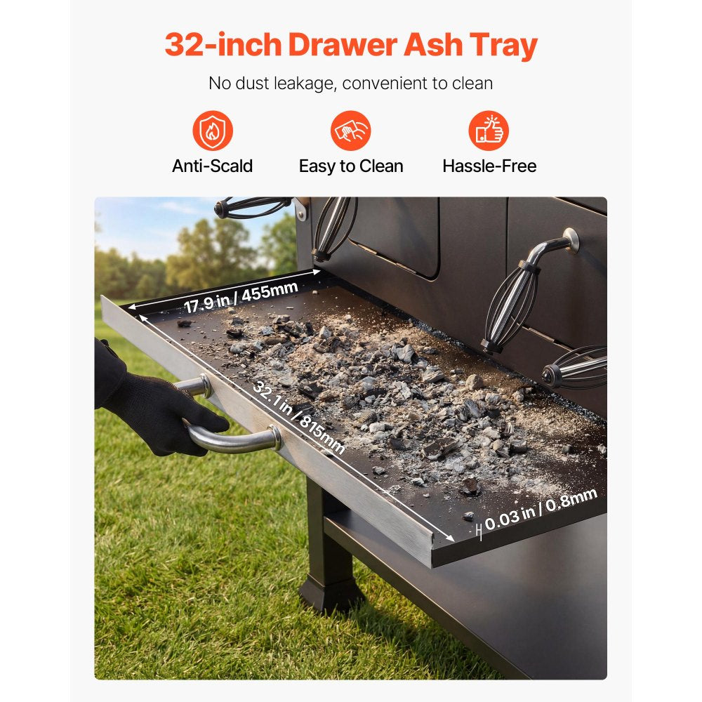 VEVOR Charcoal Grill, 780 sq.in. Extra-Large Charcoal Barbecue Grill with 2 Liftable Charcoal Trays & Folding Side Tables, High-Temp Powder-Coated Steel BBQ Cooking Grills for Patio Backyard Parties