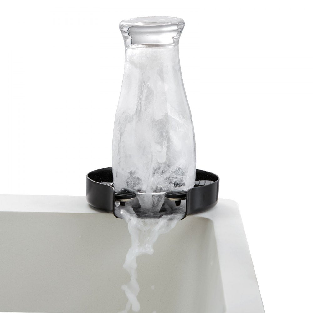 VEVOR Glass Rinser, 10 Powerful Spraying Jets 360° Rotating Cup Rinser for Sink, 304 Stainless Steel Faucet Cup Washer & Silicone Nonslip Pad for Baby Bottle, Glass Cup, Wine Glass (Matte Black Base)