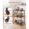VEVOR Kitchen Utility Cart, 3 Tier 23.7 in Microwave Stand Coffee Cart, Heavy Duty Storage Rack, Service Trolley on Wheels, Industrial Rolling Work Table with 8 Hooks, for Mini Oven, Toaster, Vintage