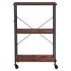 VEVOR Kitchen Utility Cart, 3 Tier 23.7 in Microwave Stand Coffee Cart, Heavy Duty Storage Rack, Service Trolley on Wheels, Industrial Rolling Work Table with 8 Hooks, for Mini Oven, Toaster, Vintage