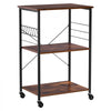 VEVOR Kitchen Utility Cart, 3 Tier 23.7 in Microwave Stand Coffee Cart, Heavy Duty Storage Rack, Service Trolley on Wheels, Industrial Rolling Work Table with 8 Hooks, for Mini Oven, Toaster, Vintage
