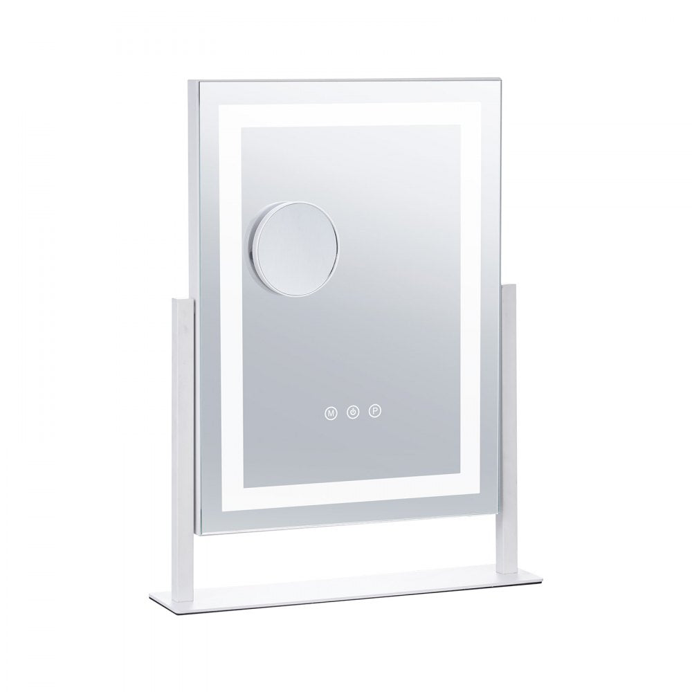VEVOR Vanity Mirror with Lights, Three Color Lighting Modes, Lighted Makeup LED Mirror, and 5X Magnification Mirror, Smart Touch Control, 360°Rotation (16.1x11.8 in, White)