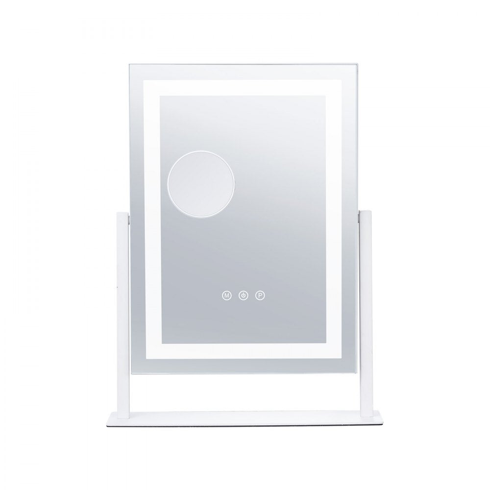 VEVOR Vanity Mirror with Lights, Three Color Lighting Modes, Lighted Makeup LED Mirror, and 5X Magnification Mirror, Smart Touch Control, 360°Rotation (16.1x11.8 in, White)