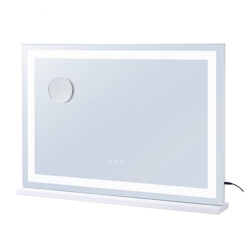 VEVOR  Large Vanity Mirror with Lights, Three Color Lighting Modes, Lighted Makeup LED Mirror,5X Magnification,USB Port,Smart Touch Control,Desktop Wall-Mounted (31.5x21.7 in, White)