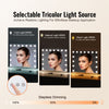 VEVOR Hollywood Vanity Mirror With Lights,15 Dimmable Bulbs &3 Color Lighting Modes, Makeup Mirror w/ Detachable 5X Magnification,USB Port,Smart Touch Control,Desktop Wall-mount(22.8x18.1 in, White)