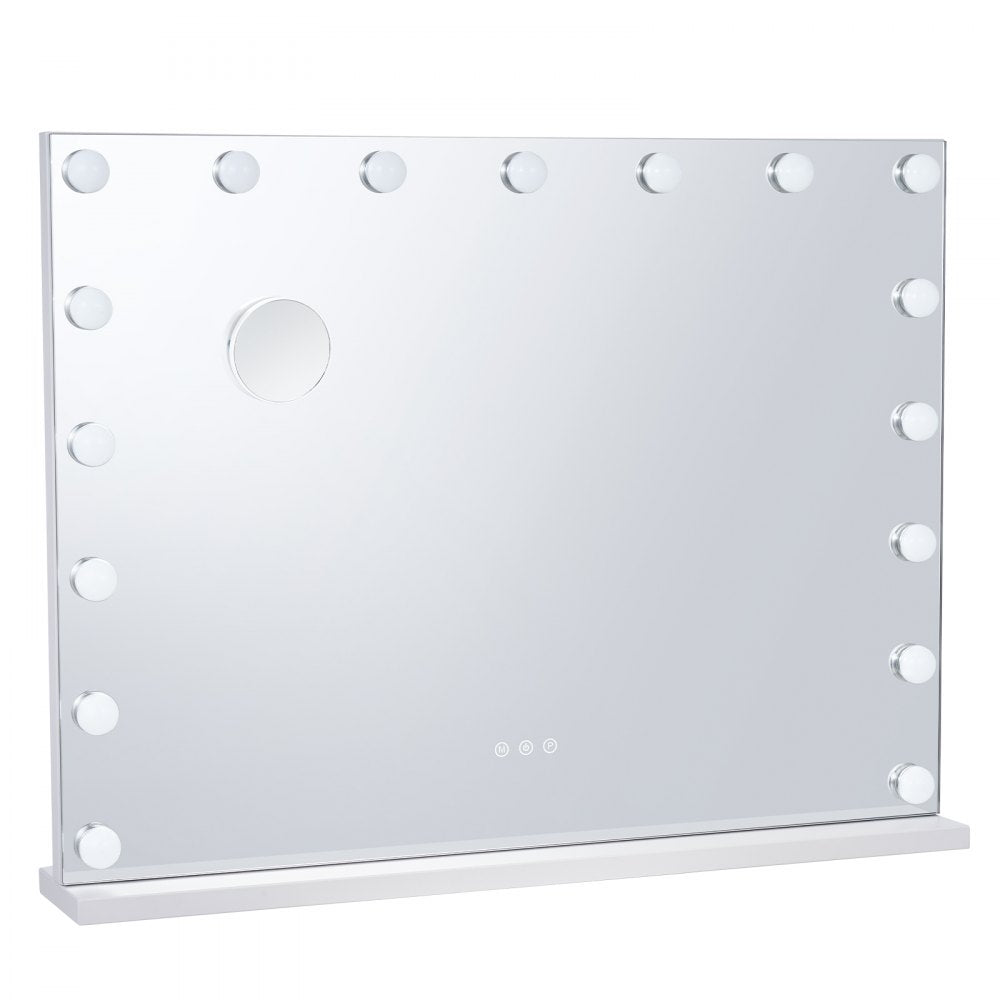 VEVOR Hollywood Vanity Mirror With Lights, Dimmable Bulbs &3 Color Lighting Modes, Makeup Mirror w/ Detachable 5X Magnification,USB Port,Type C,Smart Touch Control,Desktop Wall-mount( 31.5x23.6in, White)