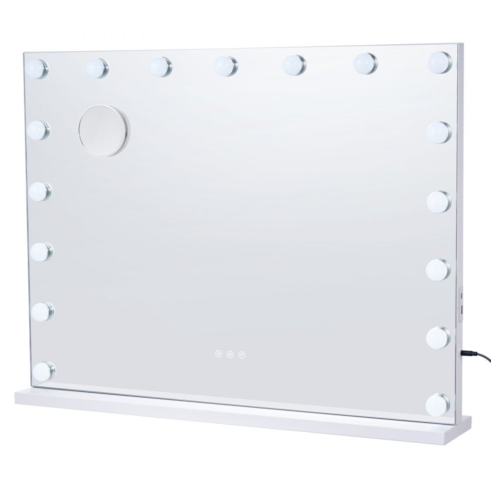 VEVOR Hollywood Vanity Mirror With Lights, Dimmable Bulbs &3 Color Lighting Modes, Makeup Mirror w/ Detachable 5X Magnification,USB Port,Type C,Smart Touch Control,Desktop Wall-mount( 31.5x23.6in, White)