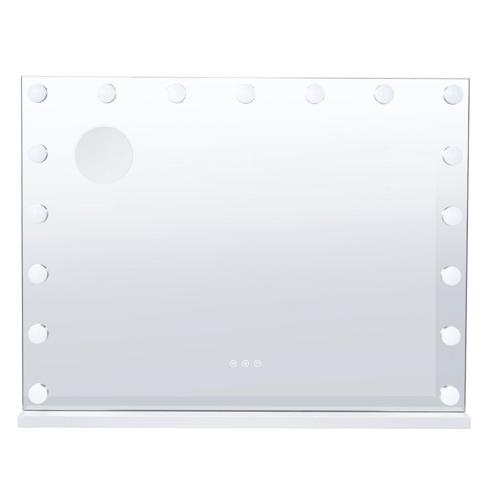 VEVOR Hollywood Vanity Mirror With Lights, Dimmable Bulbs &3 Color Lighting Modes, Makeup Mirror w/ Detachable 5X Magnification,USB Port,Type C,Smart Touch Control,Desktop Wall-mount( 31.5x23.6in, White)