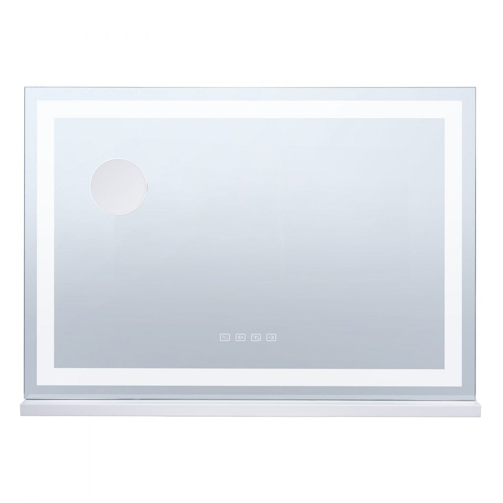 VEVOR Large Vanity Mirror with Lights and Bluetooth Speaker, Three Color Lighting Modes, Lighted Makeup LED Mirror,5X Magnification,USB,Smart Touch Control,Desktop Wall-Mount (31.5x21.7in, White)