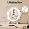 VEVOR 12” Vanity Mirror With Lights, LED Makeup Mirror 3 Color Lighting Modes, with 5X Magnification Mirror, Smart Touch Control, 360°Rotation,Round Lighted Makeup Mirror for Bedroom Tabletop (White)