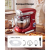VEVOR 7.4 Qt Tilt Head Stand Mixer 500W Electric Dough Mixer, 6 Speeds with Pulse Food Kitchen Mixer with Stainless Steel Bowl, Splash Guard, Dough Hook, Whisk, Beater, for Baking Mixing