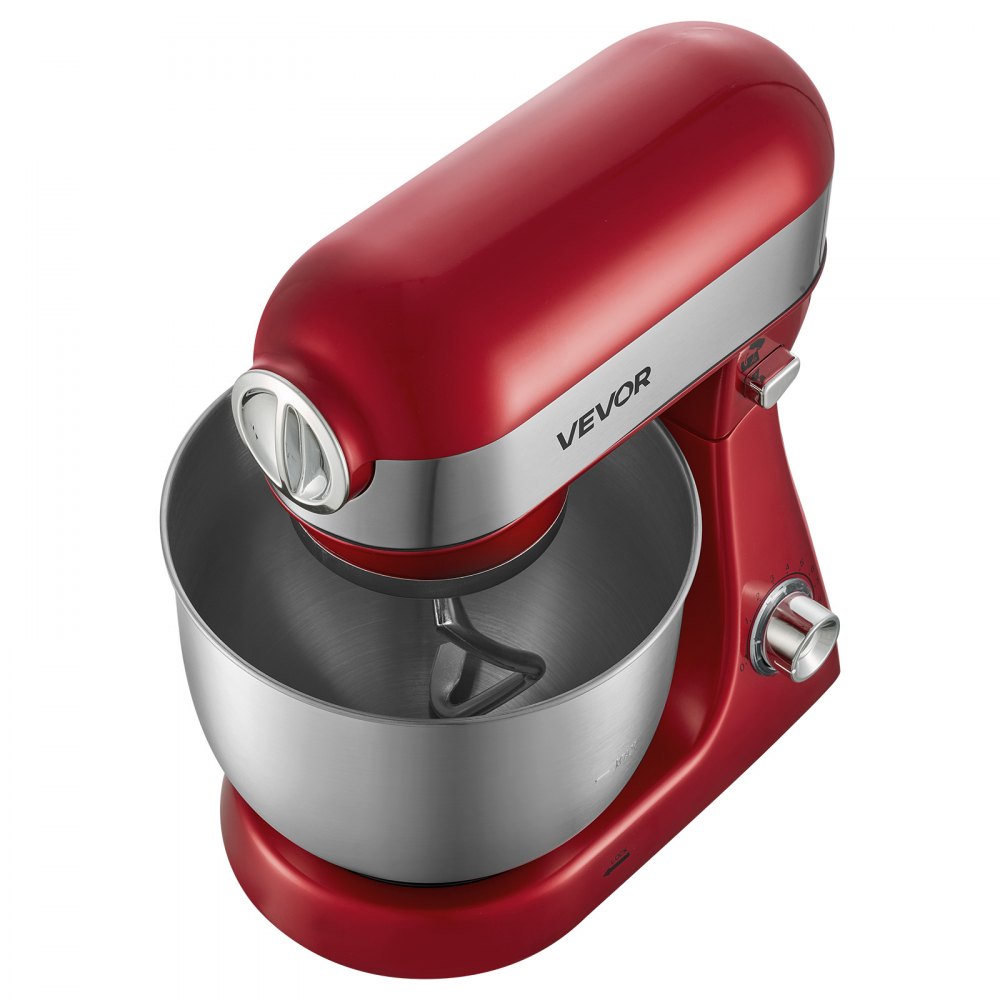 VEVOR 5.3 Qt Tilt Head Stand Mixer 400W Electric Dough Mixer, 10 Speeds Food Kitchen Mixer with Stainless Steel Bowl, Splash Guard, Dough Hook, Whisk, Beater, for Baking Mixing