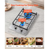 VEVOR Gas Cooktop 12 inch, Max 12250BTU 2 Burners Built-in Stainless Steel Gas Stove Top, LPG/NG Convertible Dual Fuel Natural Gas Hob with Thermocouple Protection for Outdoor, Kitchen, Camping, RV