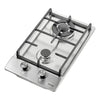 VEVOR Gas Cooktop 12 inch, Max 12250BTU 2 Burners Built-in Stainless Steel Gas Stove Top, LPG/NG Convertible Dual Fuel Natural Gas Hob with Thermocouple Protection for Outdoor, Kitchen, Camping, RV