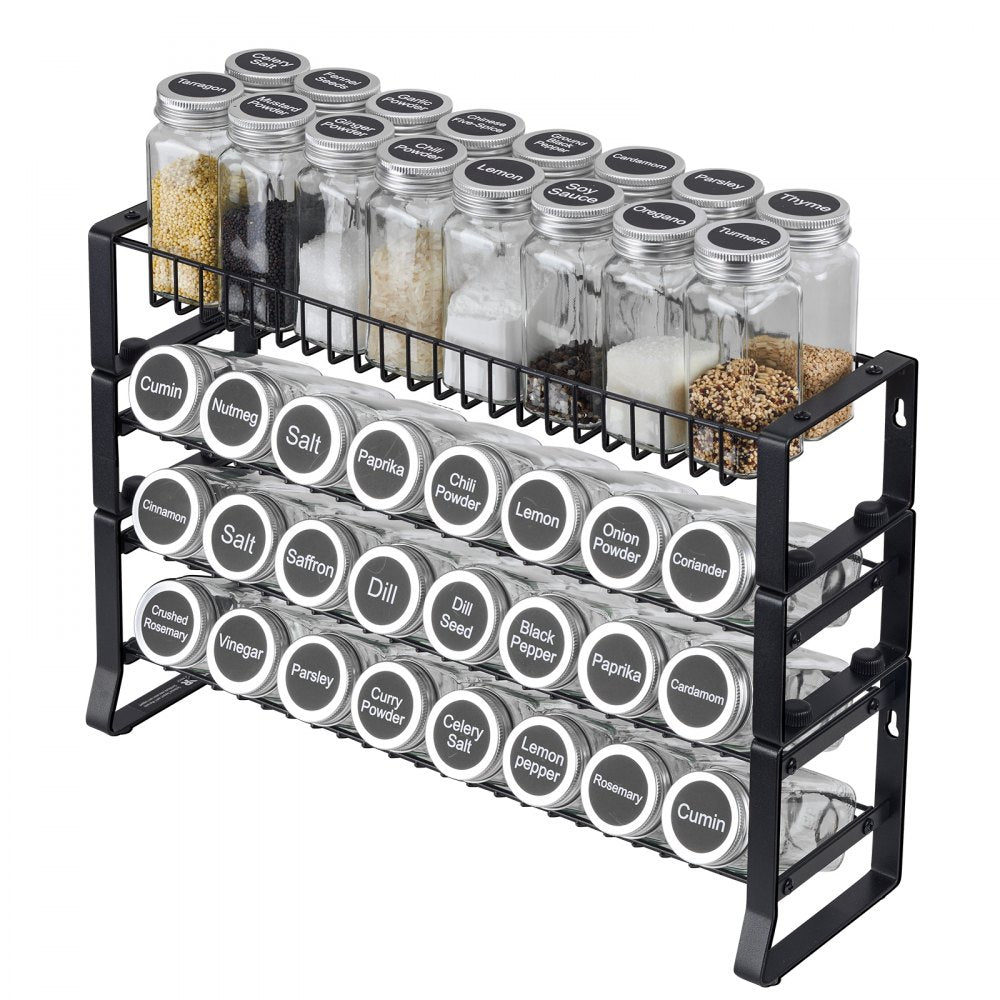 VEVOR Detachable Spice Rack Organizer for Cabinet, 4 Tie Stackable Seasoning Organizer, Spice Jars Kitchen Storage for Countertop Kitchen Pantry Cupboard, 15.8x10.7 in