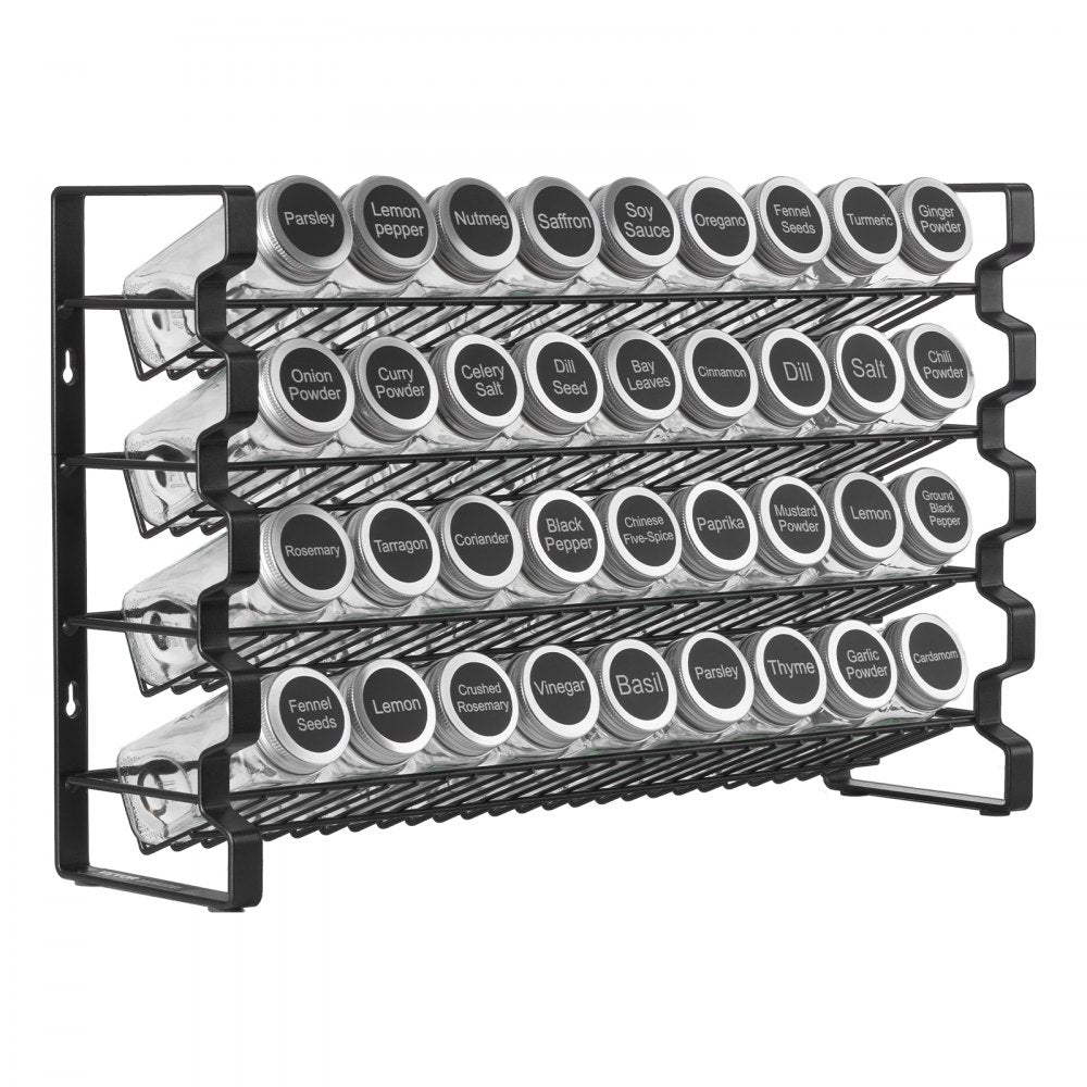 VEVOR Spice Rack Organizer for Cabinet, Spice Organizer with 36 Empty Spice Jars, Lids, Spice Labels, and Funnel Complete Set, Seasoning Organizer for Countertop, Kitchen, Pantry, Cupboard, 18x11 in