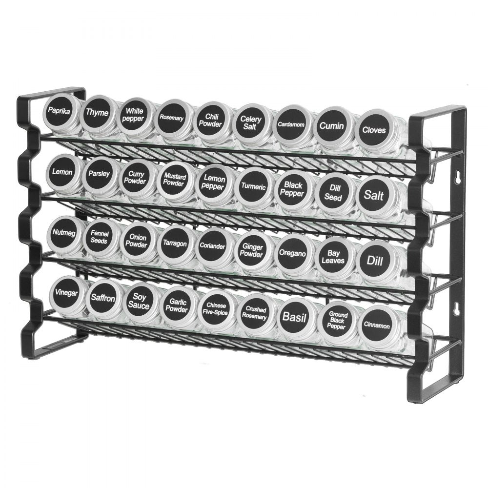 VEVOR Spice Rack Organizer for Cabinet, Spice Organizer with 36 Empty Spice Jars, Lids, Spice Labels, and Funnel Complete Set, Seasoning Organizer for Countertop, Kitchen, Pantry, Cupboard, 18x11 in