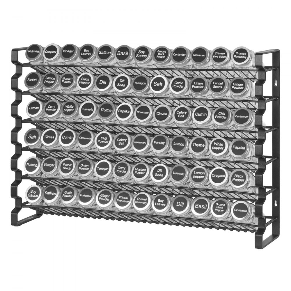 VEVOR Spice Rack Organizer for Cabinet, Spice Organizer with 72 Empty Spice Jars, Lids, Spice Labels, and Funnel Complete Set, Seasoning Organizer for Countertop, Kitchen, Pantry, Cupboard, 23x16 in