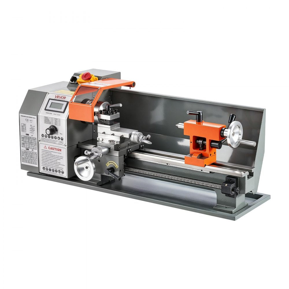 VEVOR Mini Metal Lathe 7" x 16" 750W Benchtop Lathe Machine Variable Speed, for Precision Metalworking Turning, 2500 RPM Max Speed, with Metal Gear, LED Display, Supports 10 Metric 10 Imperial Threads