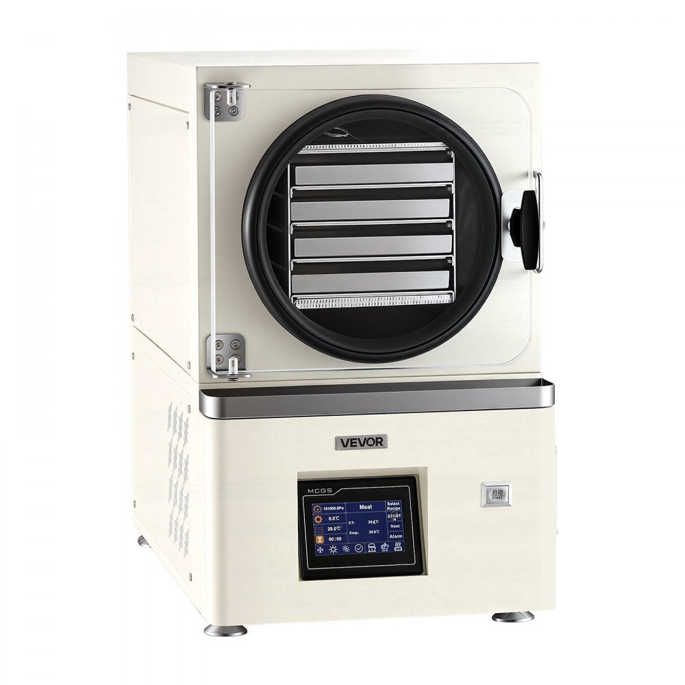 VEVOR Vacuum Freeze Dryer Machine, 4.4-6.6 lbs/Batch, 4 Trays, 5 Presets for Fruit Vegetable Meat Storage, Compact Countertop Freeze Drying Equipment with LCD Touchscreen, Auto Defrost, Carbon Steel