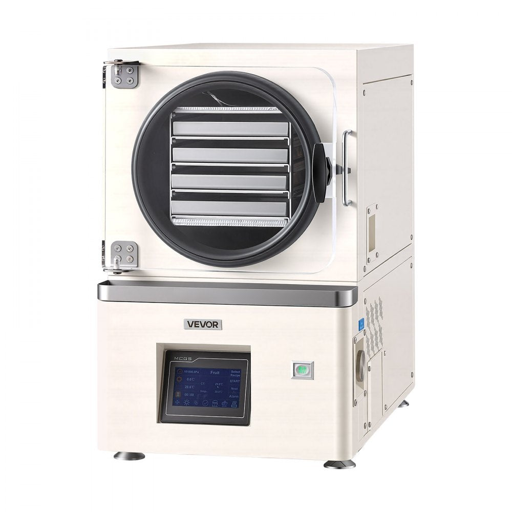 VEVOR Vacuum Freeze Dryer Machine, 4.4-6.6 lbs/Batch, 4 Trays, 5 Presets for Fruit Vegetable Meat Storage, Compact Countertop Freeze Drying Equipment with LCD Touchscreen, Auto Defrost, Carbon Steel