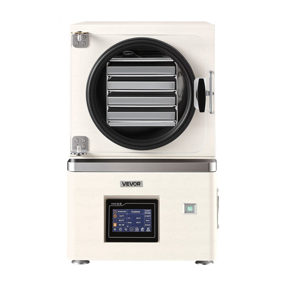 VEVOR Vacuum Freeze Dryer Machine, 4.4-6.6 lbs/Batch, 4 Trays, 5 Presets for Fruit Vegetable Meat Storage, Compact Countertop Freeze Drying Equipment with LCD Touchscreen, Auto Defrost, Carbon Steel