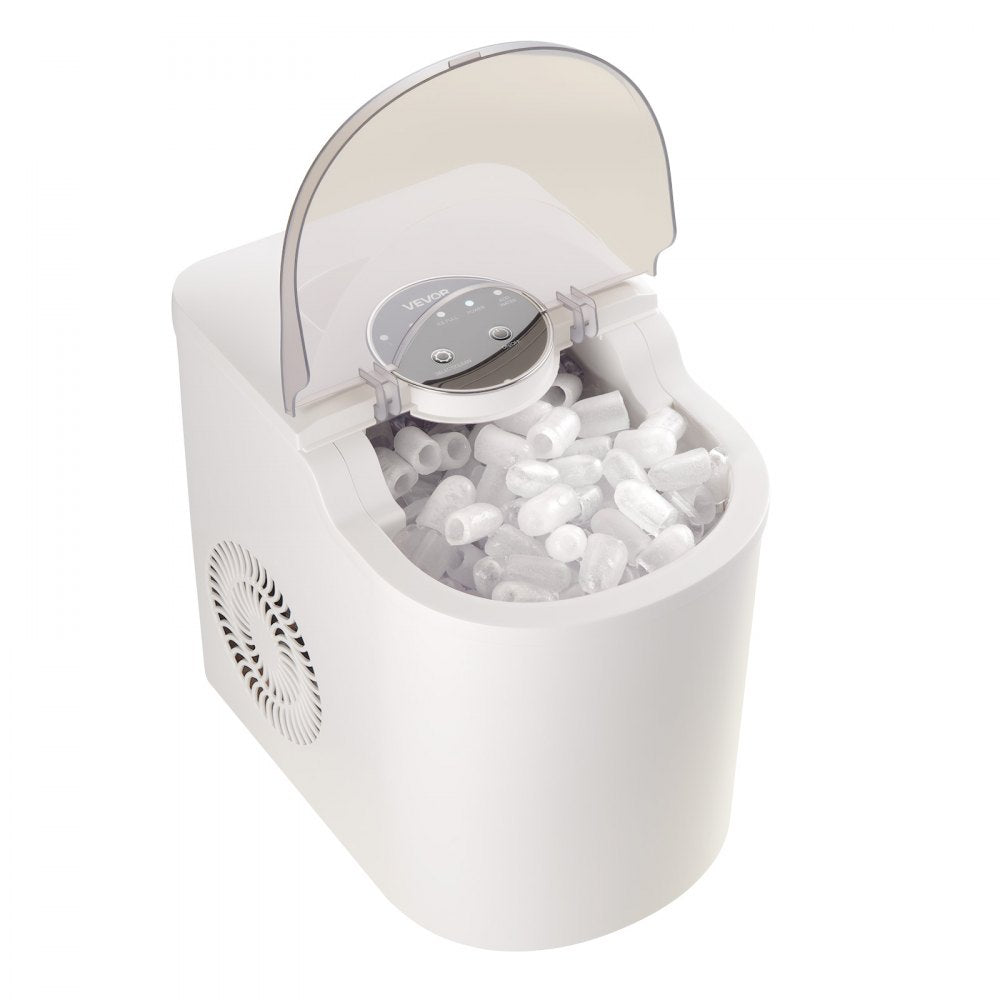 VEVOR Countertop Ice Maker, 7 Cubes Ready in 6 Mins, 26 lbs per Day, Self-Cleaning Portable Machine with Ice Scoop, Ice-Making Machine with 2 Sizes Bullet Ices for Home, Kitchen, Office, Bar & Party