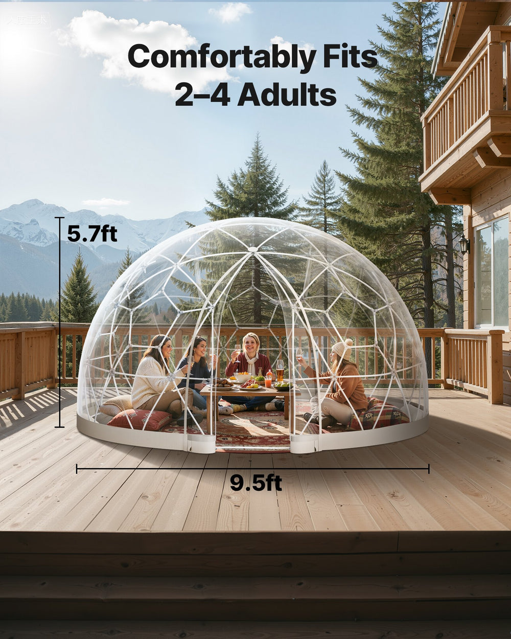 VEVOR Garden Dome Igloo, 9.5 x 5.7 ft Outdoor Clear Bubble Tent - Image 2
