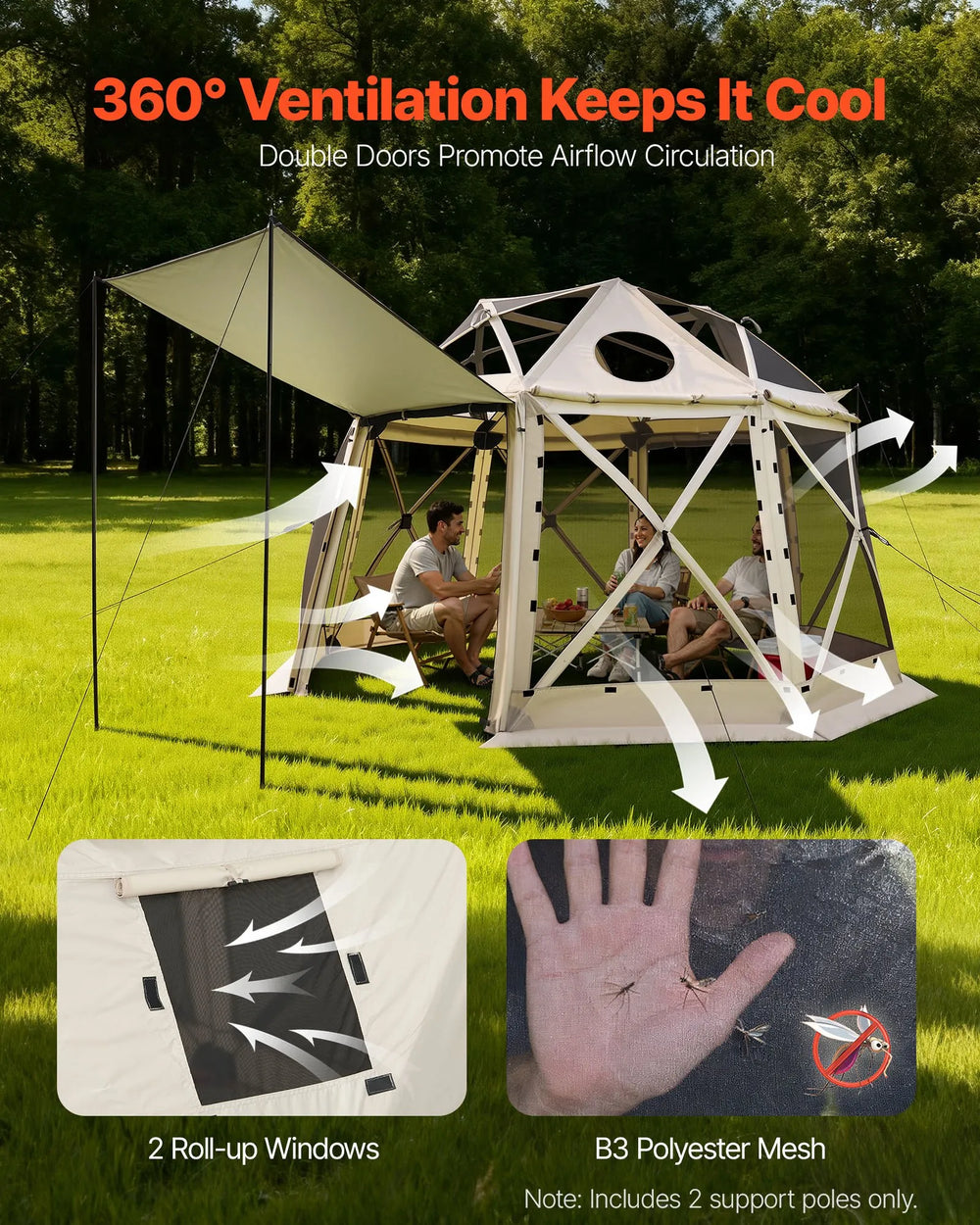 VEVOR Pop up Gazebo Screen Tent, 12 x 12 ft - image 6