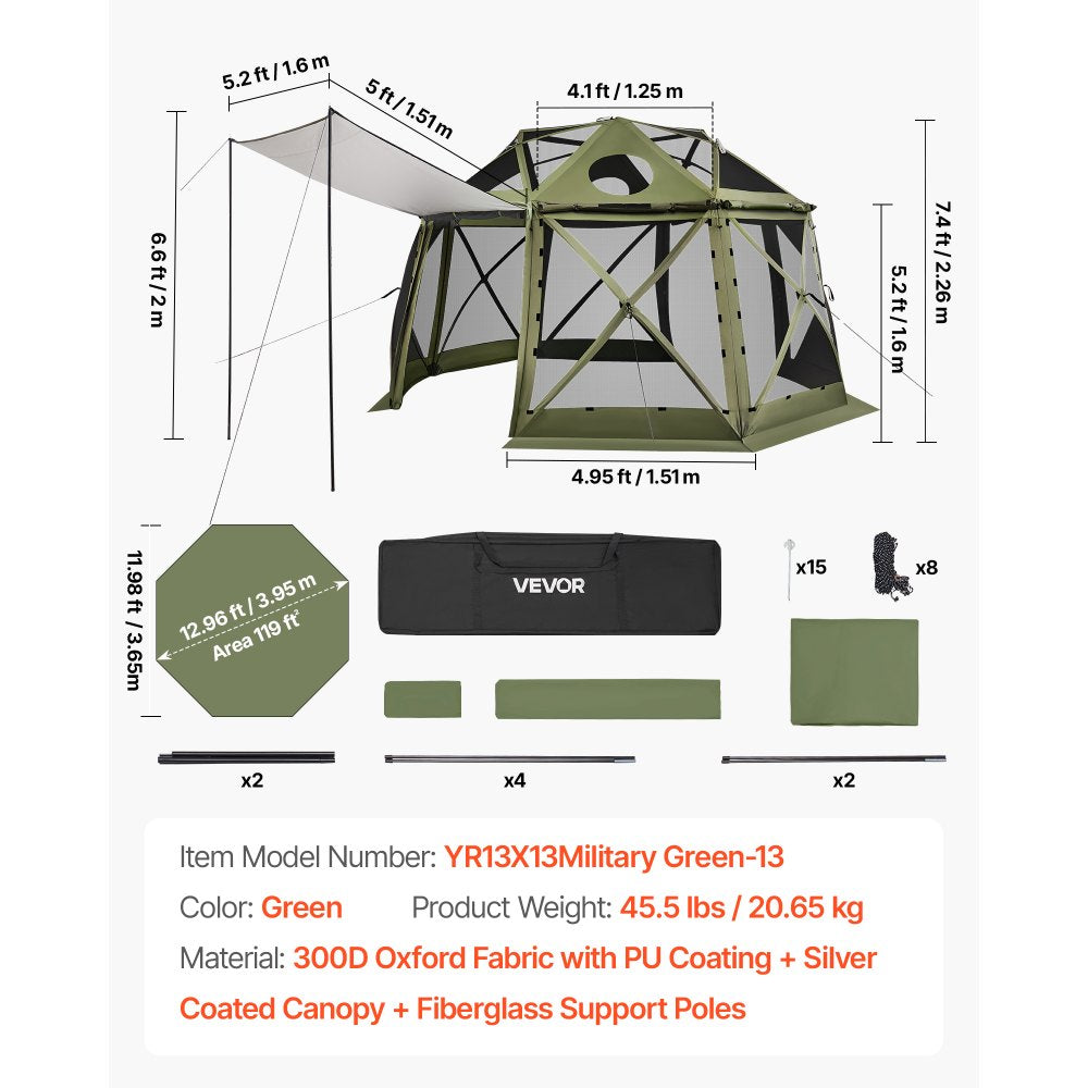 VEVOR Pop up Gazebo Screen Tent 13 x 13 ft - image 7