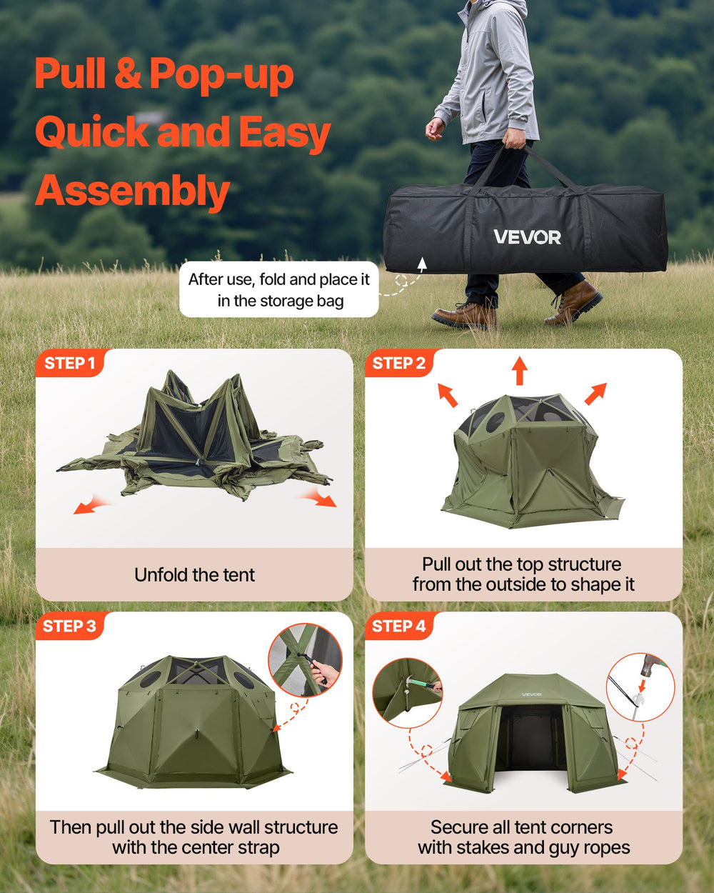 VEVOR Pop up Gazebo Screen Tent 13 x 13 ft - image 5