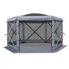 VEVOR Pop up Gazebo Screen Tent, 12 x 12 ft Large 6-Sided Camping Canopy Tent with Removable Top & Carry Bag, Quick-Set & Bite-Proof, Screen House Sun Shelter for 8-10 Persons Backyard Patio, Grey