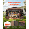 VEVOR Pop up Gazebo Screen Tent, 12 x 12 ft Large 6-Sided Camping Canopy Tent with Removable Top & Carry Bag, Quick-Set & Bite-Proof, Screen House Sun Shelter for 8-10 Persons Backyard Patio, Brown