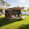 VEVOR Pop up Gazebo Screen Tent, 12 x 12 ft Large 6-Sided Camping Canopy Tent with Removable Top & Carry Bag, Quick-Set & Bite-Proof, Screen House Sun Shelter for 8-10 Persons Backyard Patio, Brown