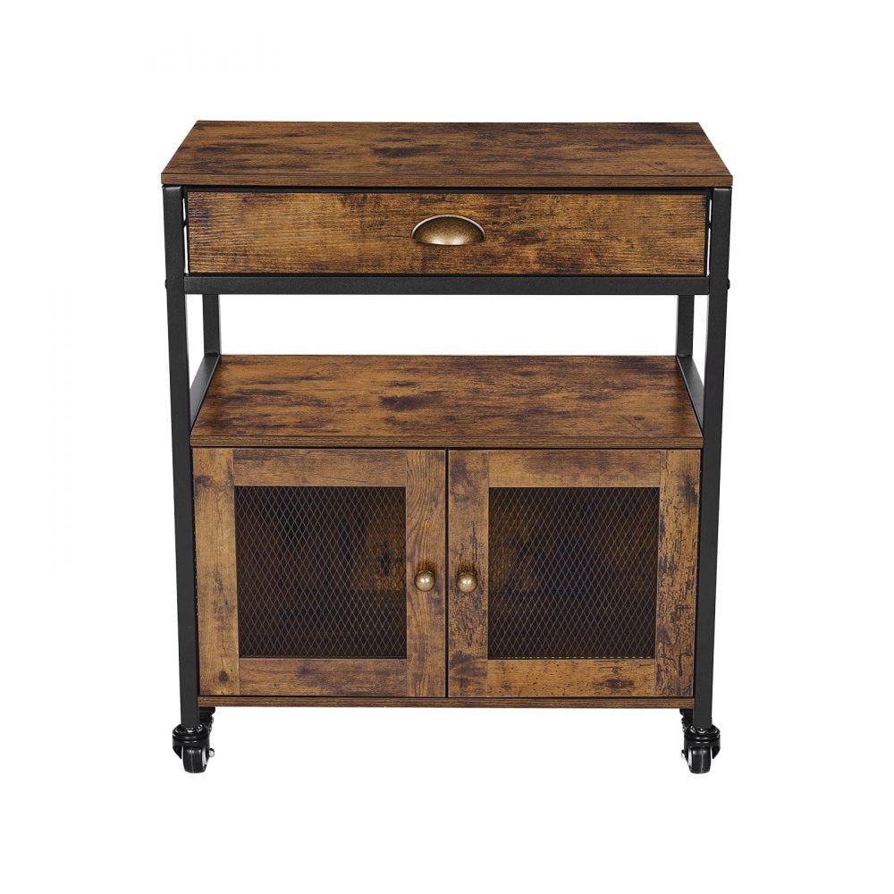 VEVOR Coffee Bar Cabinet, 24 Inch Farmhouse Coffee Bar Cabinet with Storage, Movable Coffee Bar Table with Wheels & Mesh Door, Sideboard Buffet Cabinet for Kitchen, Entryway
