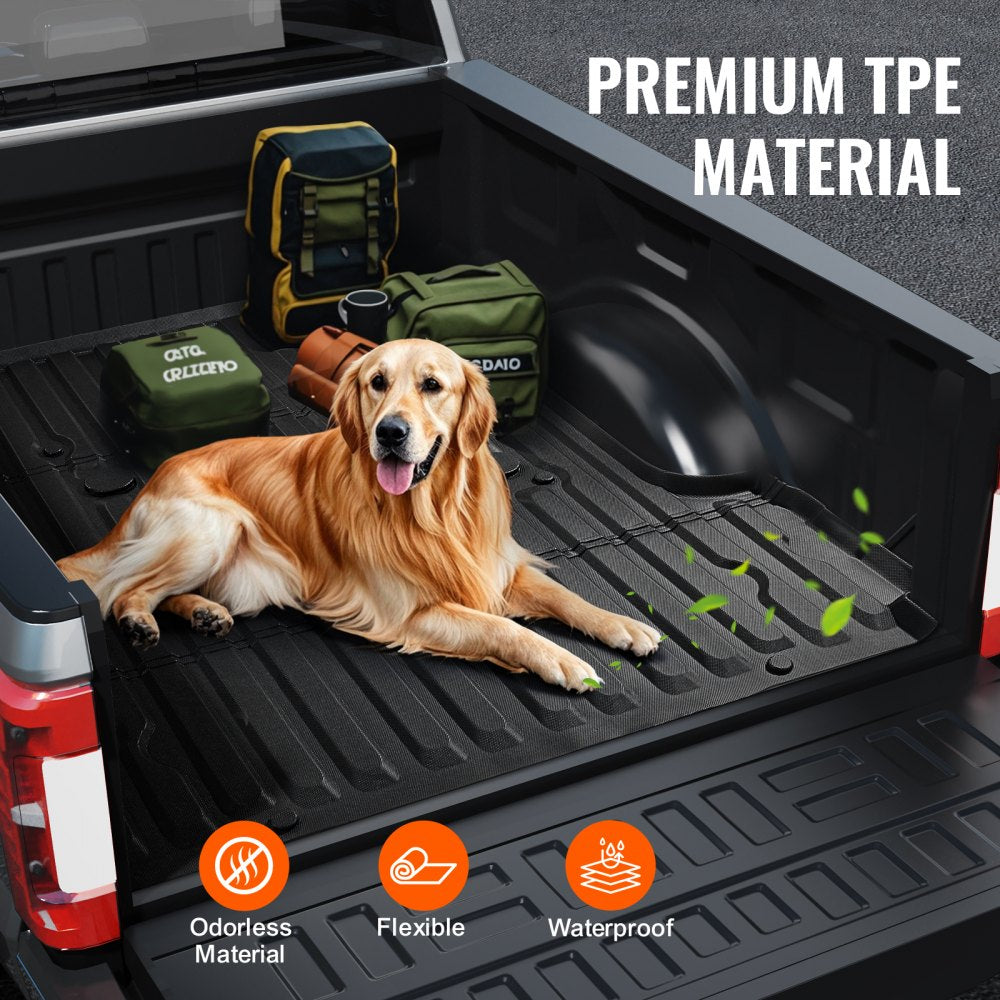 VEVOR Truck Bed Mat, Compatible with 2017-2024 Ford F250/F350, TPE Truck Bed Liner Mat Fits for 6.8 FT Bed, Thick and Heavy-Duty Bed Mat Car Accessories for All-Weather Protection, Prevent Slipping