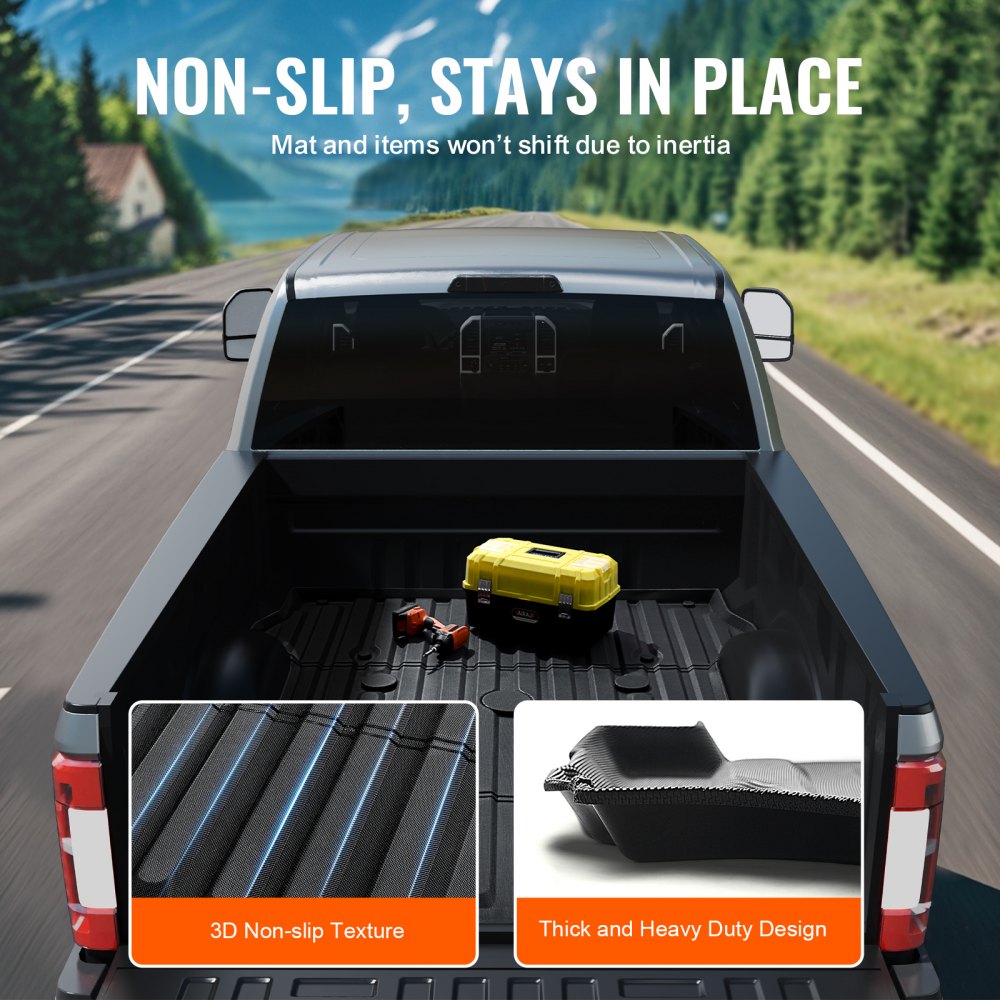 VEVOR Truck Bed Mat, Compatible with 2017-2024 Ford F250/F350, TPE Truck Bed Liner Mat Fits for 6.8 FT Bed, Thick and Heavy-Duty Bed Mat Car Accessories for All-Weather Protection, Prevent Slipping