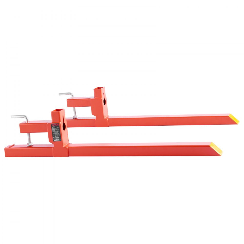 VEVOR Pallet Forks, 2000 lbs Clamp on Pallet Forks, 43-Inch Total Length Heavy-Duty Quick Attach Tractor Fork Compatible with Tractor Attachments, Loader Bucket, and Skid Steer, Orange