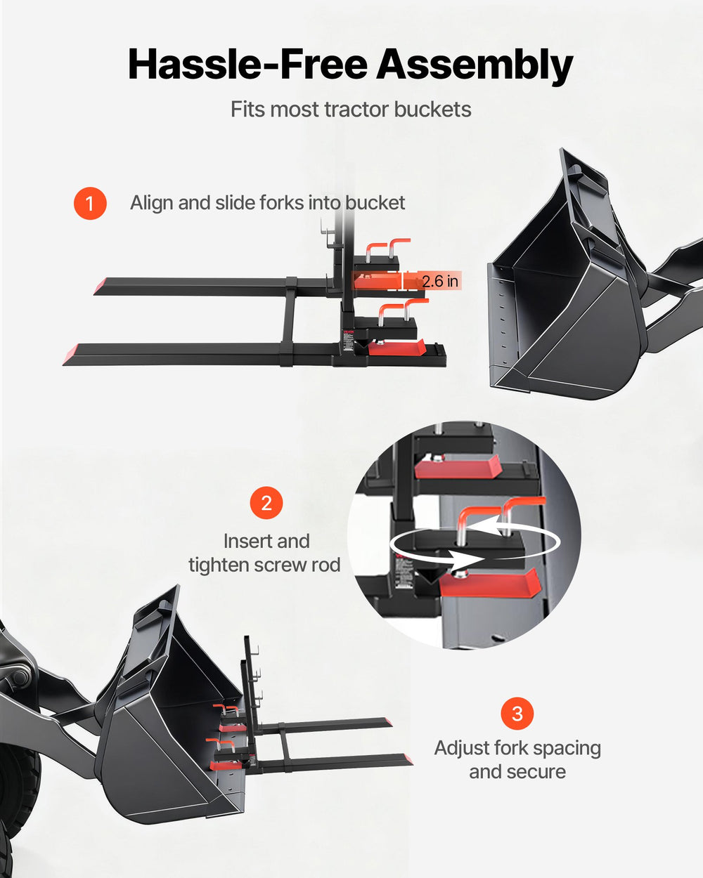 Hassle-free assembly steps graphic