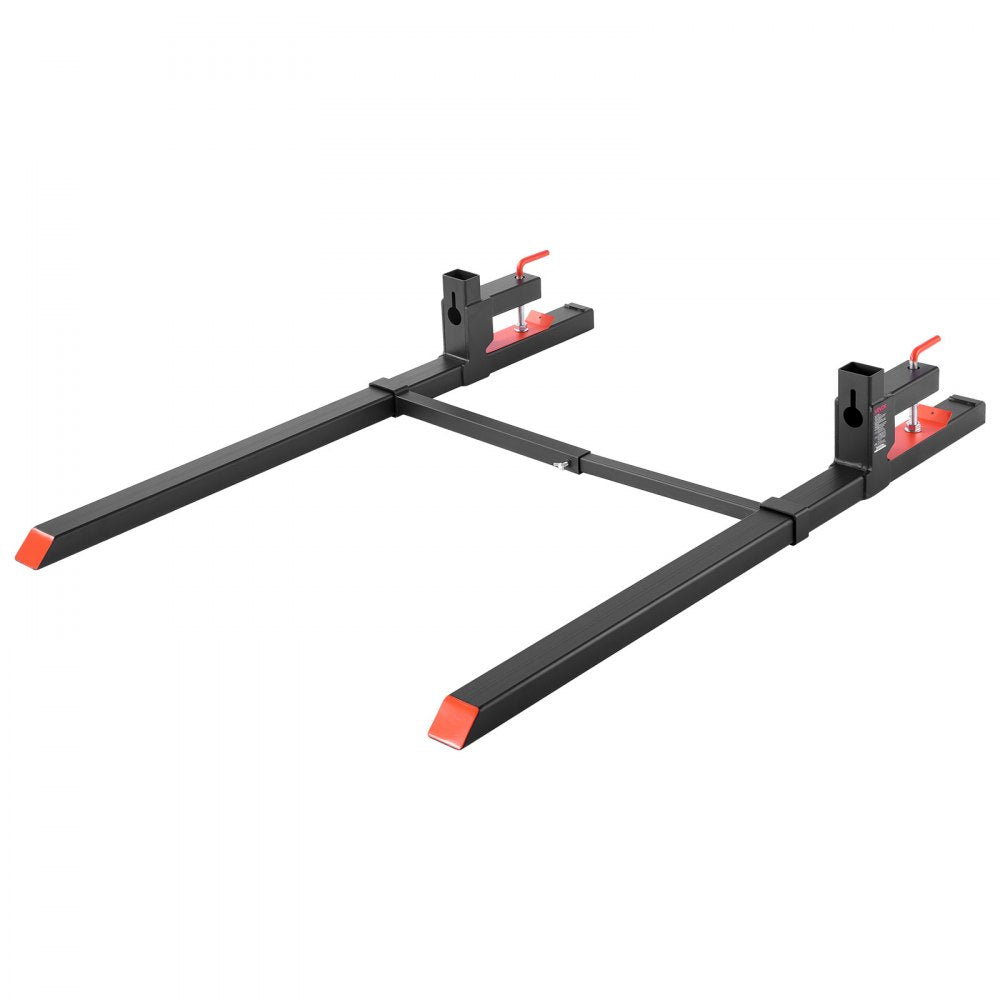 VEVOR Pallet Forks, 2000 lbs Clamp on Pallet Forks, 60-Inch Total Length Heavy-Duty Tractor Fork with Adjustable Stabilizer Bar for Tractor Attachments, Loader Bucket, and Skid Steer, Black