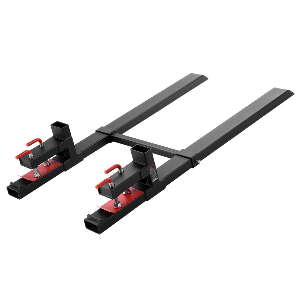VEVOR Pallet Forks, 4000 lbs Clamp on Pallet Forks, 60-Inch Total Length Heavy-Duty Tractor Fork with Adjustable Stabilizer Bar for Tractor Attachments, Loader Bucket, and Skid Steer, Black