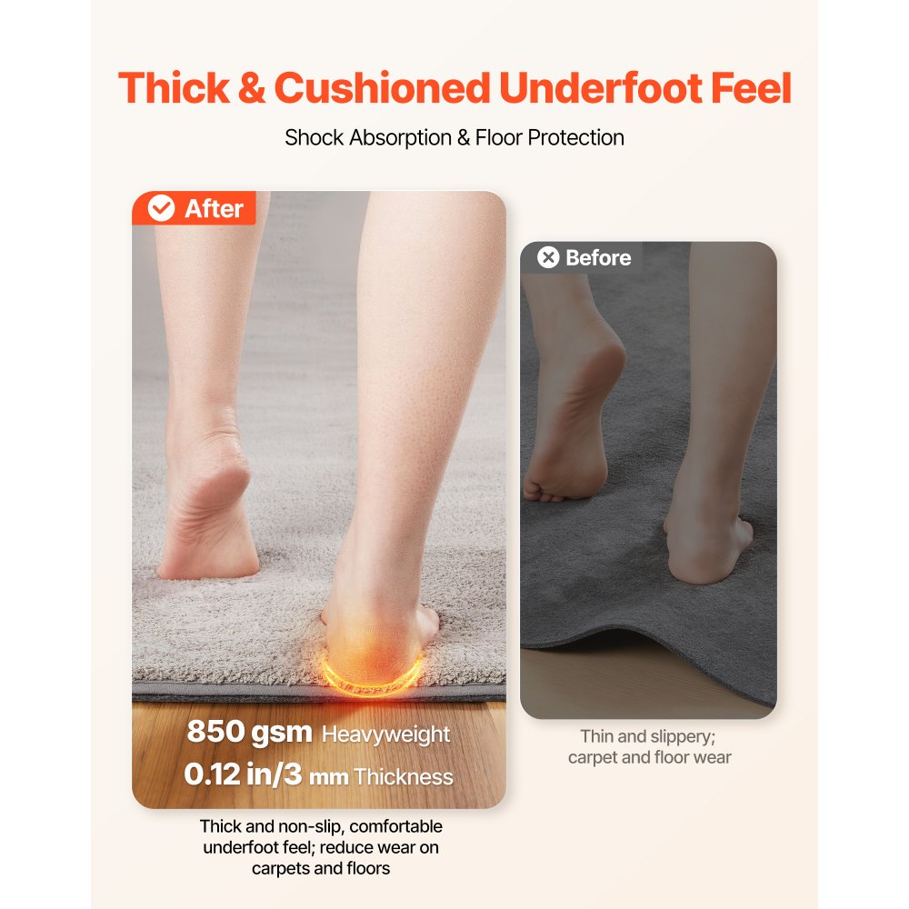 VEVOR Rug Pad 5 x 7 ft, Non-slip Carpet Area Pad, Rug Mat Padding with Dual Surface Felt Cushion & Rubber Gripper, Hardwood Floor Protection for All Floors, Finishes, Keeps Carpets in Place